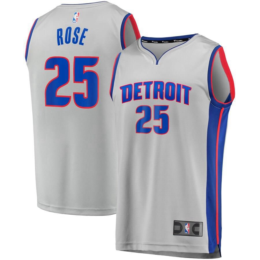 Detroit Pistons Derrick Rose Fanatics Branded Replica Fast Break Player Team Statement Jersey Mens - Grey | Ireland U7232N9
