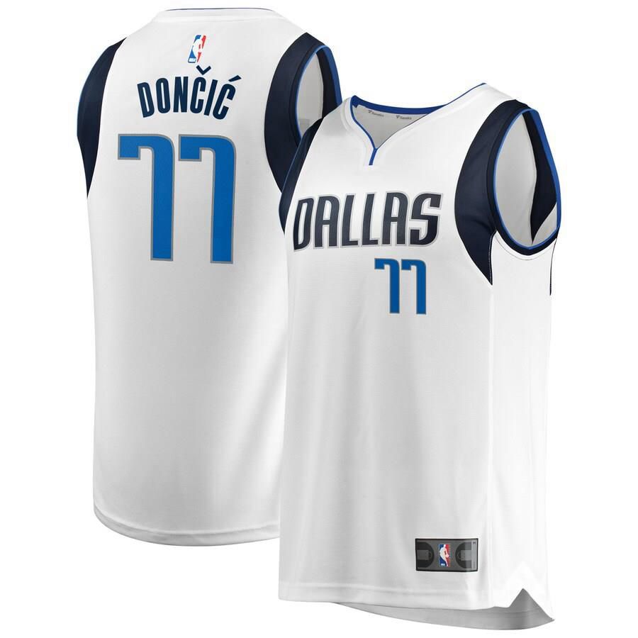 Dallas Mavericks Luka Doncic Fanatics Branded Replica Fast Break Association Jersey Mens - White | Ireland V5826G5