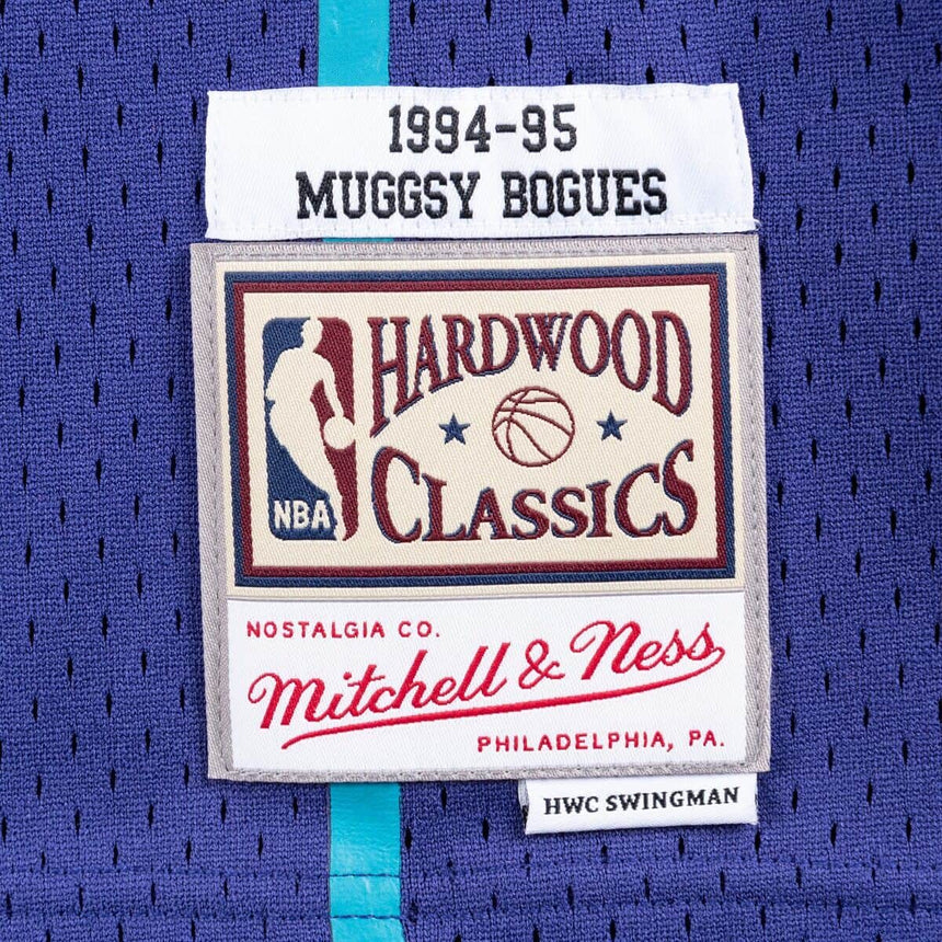 Mens Muggsy Bogues Charlotte Hornets 1994-95 Purple Swingman Replica Jersey By Mitchell & Ness