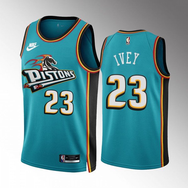 Men's Detroit Pistons #23 Jaden Ivey Teal Stitched Basketball Jersey