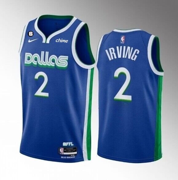 Dallas Mavericks #2 Kyrie Irving Blue 2022/23 City Edition With NO.6 Patch Stitched Jersey