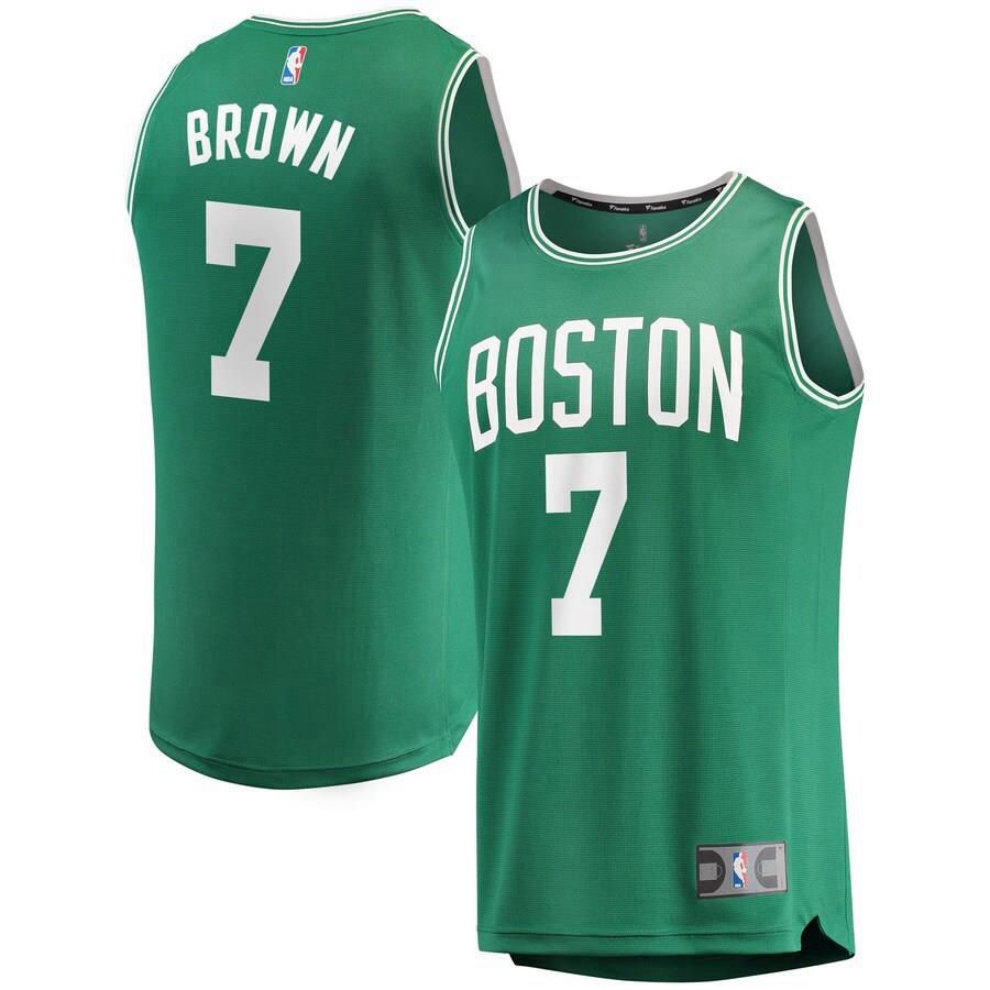 Boston Celtics Jaylen Brown Fanatics Branded Replica Fast Break Icon Jersey Mens - Green | Ireland J7722Z3