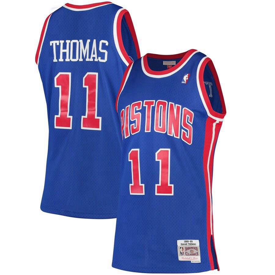 Detroit Pistons Isiah Thomas Mitchell and Ness 1988-89 Hardwood Classics Swingman Jersey Mens - Blue | Ireland H2287Y6
