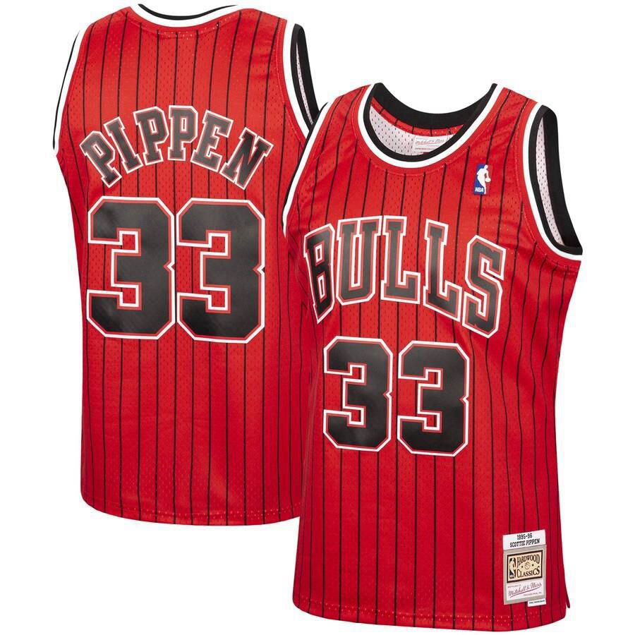 Chicago Bulls Scottie Pippen Mitchell and Ness 1995-96 Hardwood Classics Reload Swingman Jersey Mens - Red | Ireland D7883U8