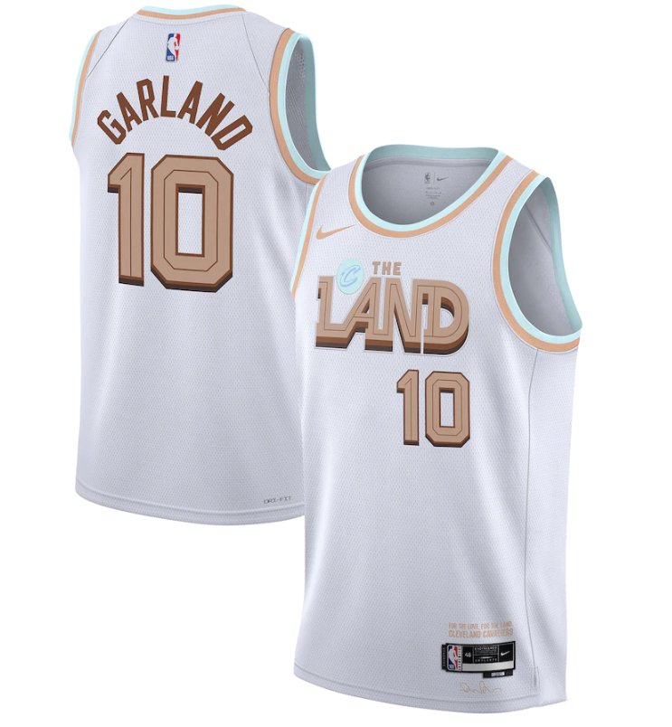 Cleveland Cavaliers #10 Darius Garland 2022/2023 White City Edition Stitched Basketball Jersey